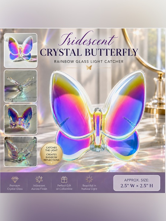 Other - 🦋 NEW Iridescent Crystal Butterfly Figurine | Rainbow Glass Decor Light Catcher